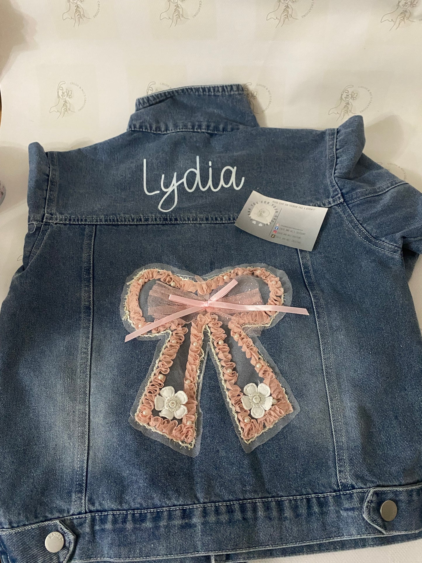 Personalised bow denim jackets