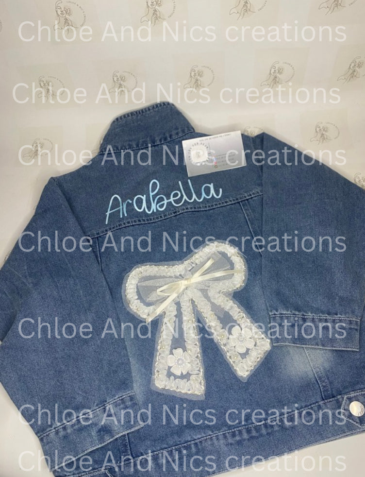 Personalised bow denim jackets
