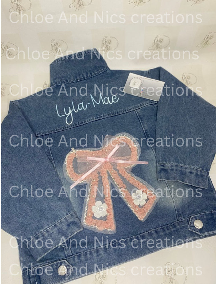 Personalised bow denim jackets