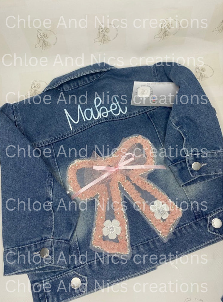 Personalised bow denim jackets