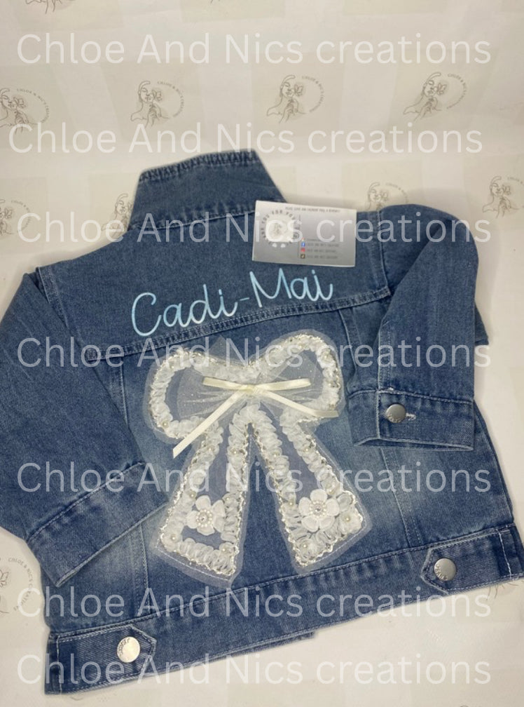 Personalised bow denim jackets