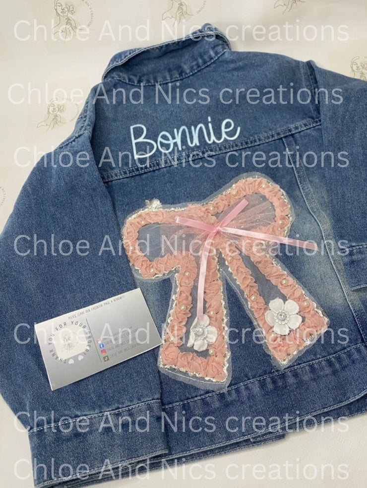 Personalised bow denim jackets